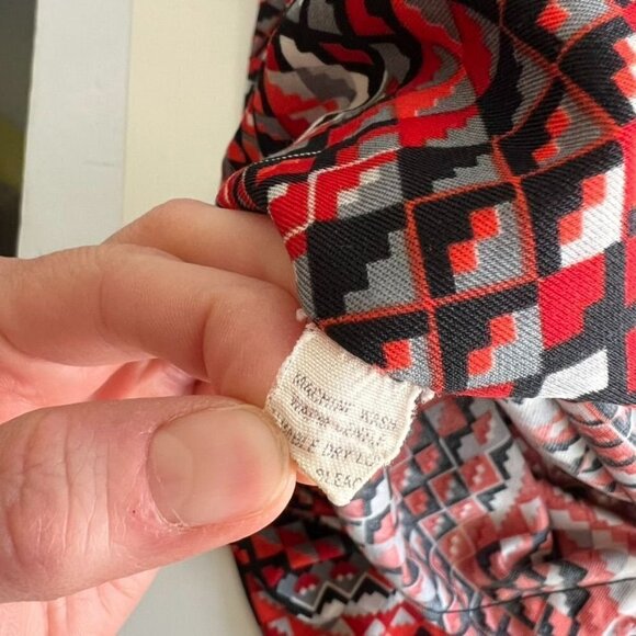 M'lady Vintage 70s Red Southwestern Mountain Abstract Print Long Sleeve Blouse - Picture 3 of 11